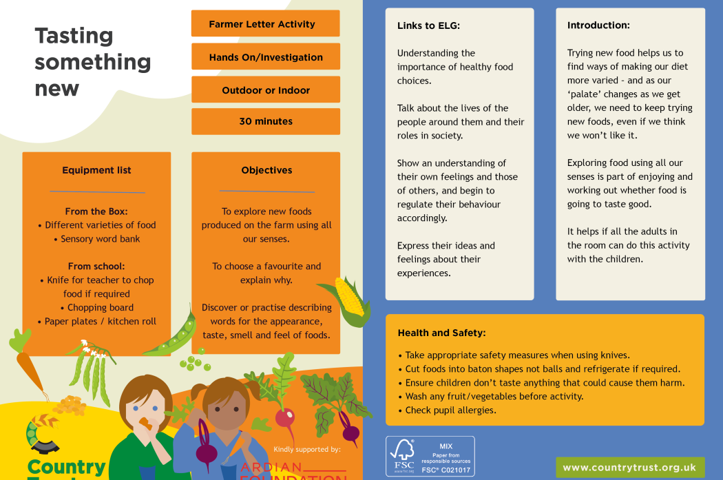 Example of activity plan for 'Tasting Something New'